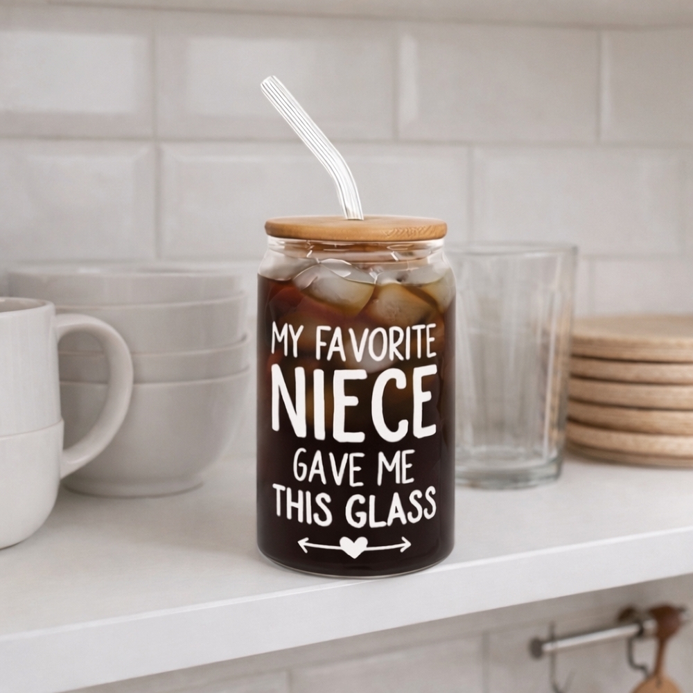 Glass Tumbler with Straw - Niece Gift
